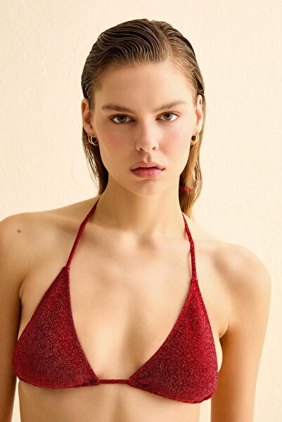 AQUELLA Triangle Bikini Set - Red Lurex