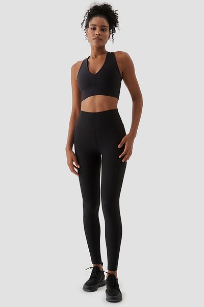Superstacy Wawel Mesh Pocket Detailed Black Sports Leggings