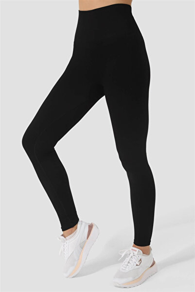 Superstacy Colanți sport negri fără cusături cu talie înaltă