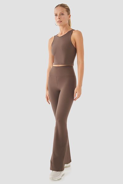 Superstacy Nichole Flare High Waist Bitter Brown Sports Leggings