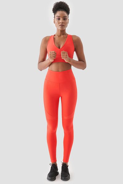 Superstacy Yvonne Shiny Pomegranate Flower Patterned Sports Leggings - Piece Detailed