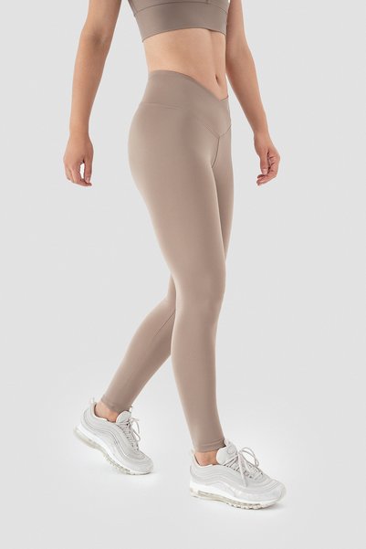 barebone Leggings sport cu detaliu în talie în formă de V Culoare piatră