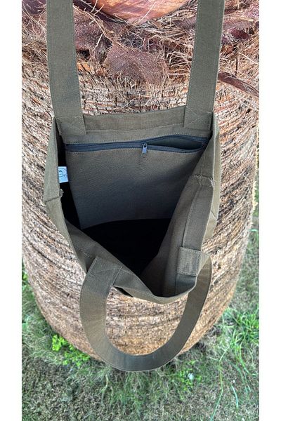 Handream Khaki Canvas Shoulder Bag with Front Pocket