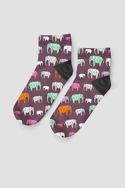 Superstacy Origami Elephant Patterned Short Socks