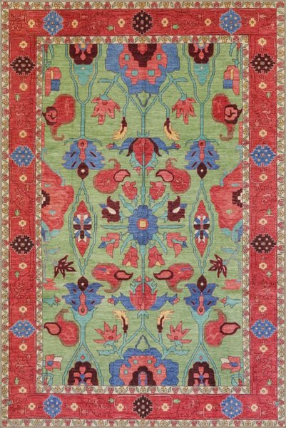 Rugs Modern Halı سجادة قاعدة منسوجة منقوشة بالزهور الحمراء من هيرا وسجادة قاب...