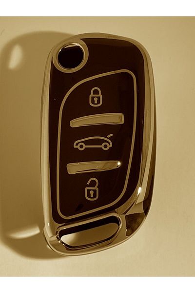 AYDA PROMOSYON For Citroen C4 (2010-2018) 3-Button Switchblade Auto Key Control Container Case Auto Keychain