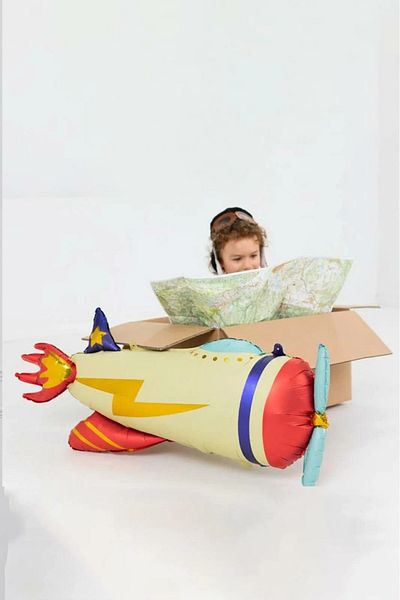 aşkın concept Retro Airplane Foil Balloon - Cream Tones