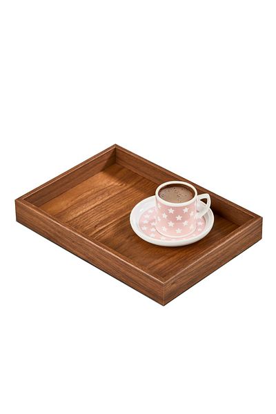 HOMİNG Walnut Patterned Wooden Decorative Presentation and Coffee Tray - Mdf M-3064