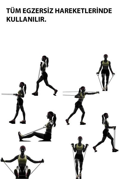 ULTIO Sert Direnç Lastiği 125 cm Tutamaçlı Pilates Yoga Boks Antremanı İçin Egzersiz Lastiği