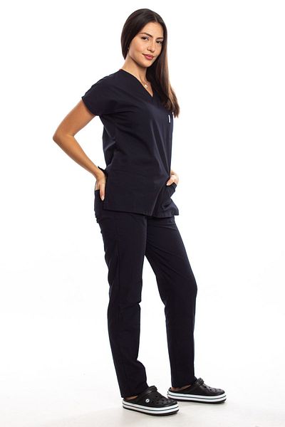 Simirna Üniforma Navy Blue Stain Resistant Mix Gabardine Surgical Doctor Nurse Scrubs Jersey Suit