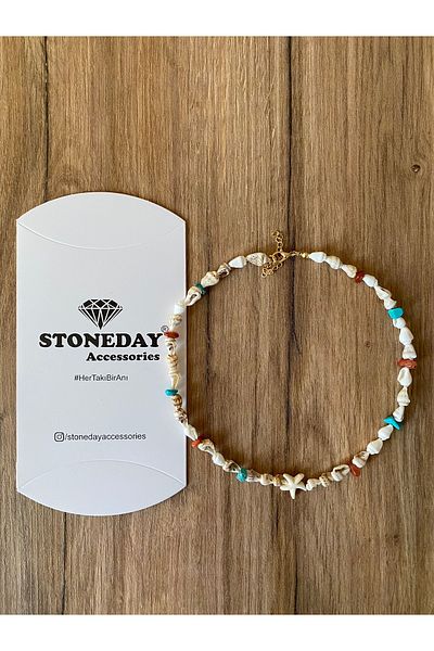 Stoneday Turquoise Agate - Natural Stone Sea Shell Star Necklace