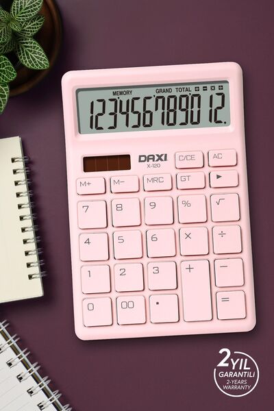 Daxi X-120 PASTEL PEMBE 12 HANELİ HESAP MAKİNESİ