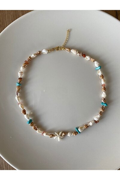 Stoneday Turquoise Agate - Natural Stone Sea Shell Star Necklace