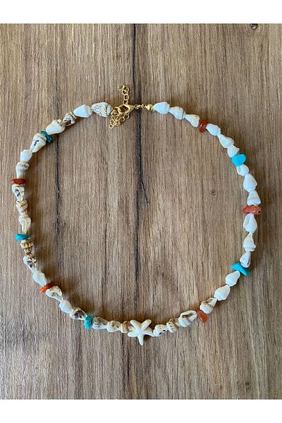 Stoneday Turquoise Agate - Natural Stone Sea Shell Star Necklace