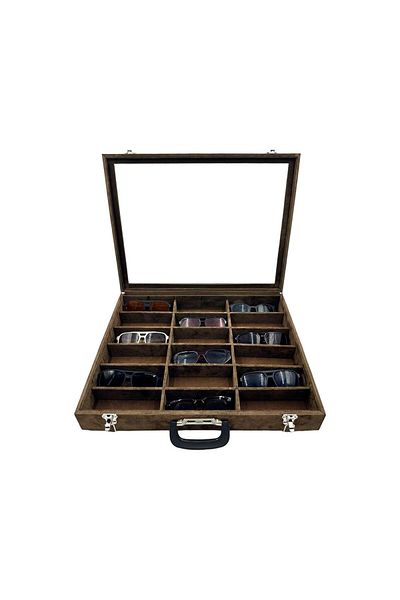 DİJİTAL ÇARŞI MAĞAZACILIK Richbox Bond - Калъфи за очила от алкантара, кафяви, 18 бр.