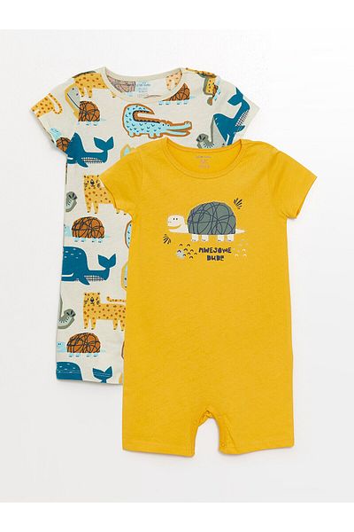 LC Waikiki LCW Crew Neck Short Sleeve Printed Baby Boy Jumpsuit 2 Pieces