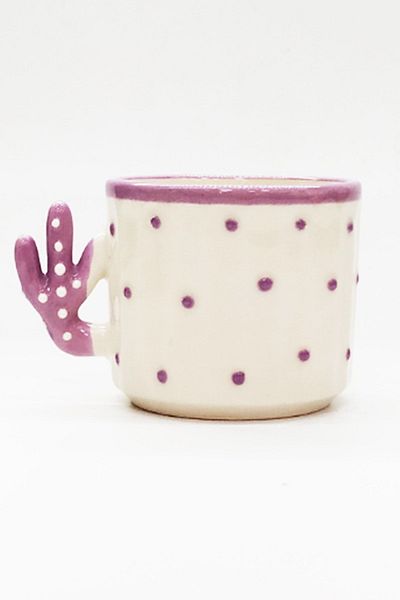 Otogar Çini 150 Ml Cactus Ceramic Double Coffee - Tea- Espresso - Neskafe Cup, Hand Made, Made in Kitchen
