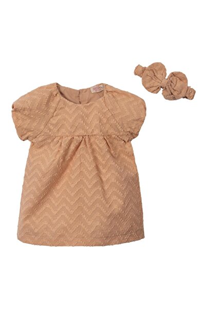 Genel Markalar Sable Taba Pamuklu Kız Bebek Elbise (saç bandı dahil)