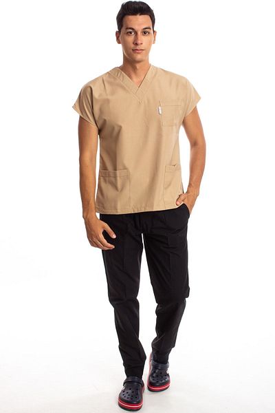Simirna Üniforma Scrubs χειρουργικής γιατρού νοσοκόμας Camel Color Top Μαύρο κάτω κοστούμι ζέρσεϊ