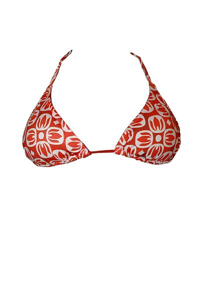 LU Lunita Triangle Flower Patterned Special Design Bikini Top