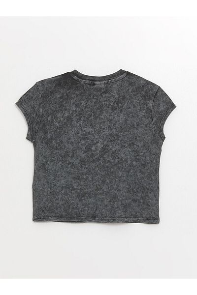 LC Waikiki LCW Girls Crop T-Shirt - Crew Neck, Printed, Short Sleeve
