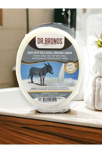 Dr. Bronos صابون إسفنجي طبيعي مع مستخلص حليب الحمار