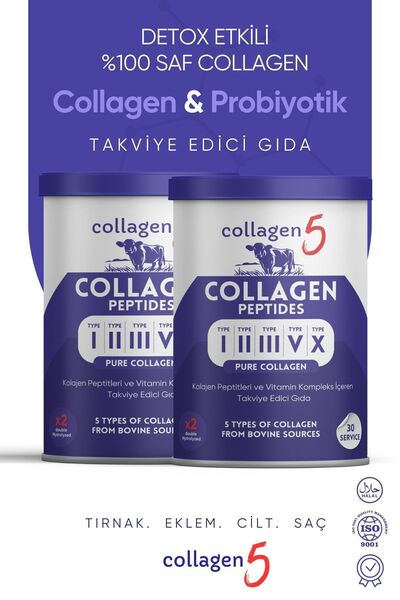 Collagen5 %100 Saf ve Doğal Yüksek Biyoaktif Çift Hidrolize Kolajen Peptit 2'...