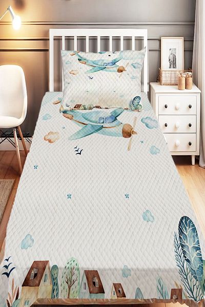 Else Dekor Blue City Patterned Single Children's Pique Set