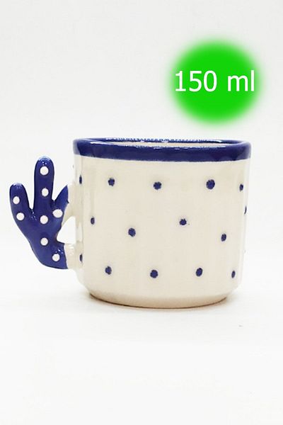 Otogar Çini 150 Ml Cactus Ceramic Double Coffee - Tea- Espresso - Neskafe Cup, Hand Made, Made in Kitchen