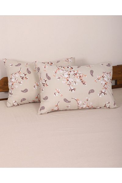 ENESSA 2 τμχ Μαξιλαροθήκη με Κάλυμμα 50*70 cm Μπεζ Λουλούδι