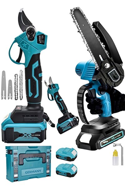 Germany Steel 2 Li Set 598vf 2 Akülü Çelik Şanzuman Şarjlı Dal Ağaç Kesme Bağ...