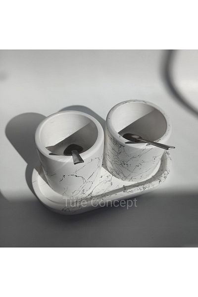 Ture Concept وعاء ملح وفلفل فضي مفصل - مجموعة شرائح