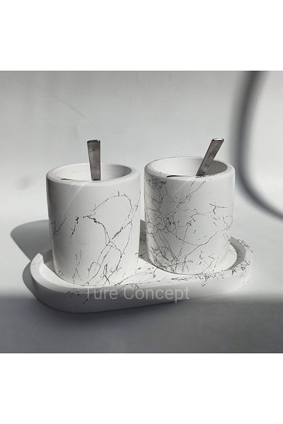Ture Concept وعاء ملح وفلفل فضي مفصل - مجموعة شرائح