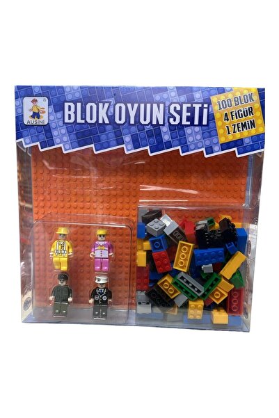 RAMO'S STORE AUSİNİ 100 parça blok 1 adet zemin 4 adet figür klasik Yapı Oyuncaklara uyumlu 105 parça Yapı Oyuncak