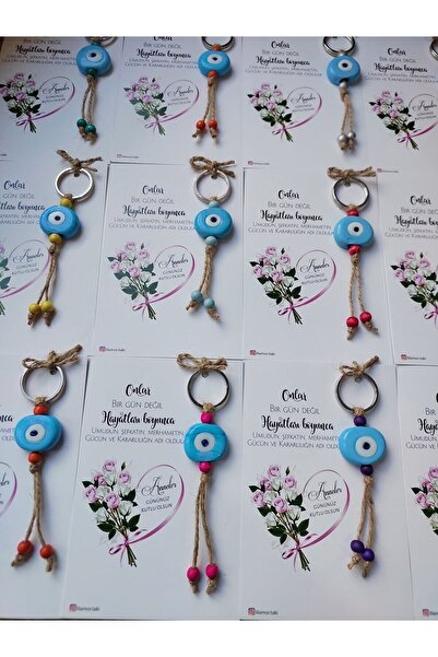 Lilamor 15 Adet Anneler Günü Hediyesi Nazar Boncuklu Anahtarlık