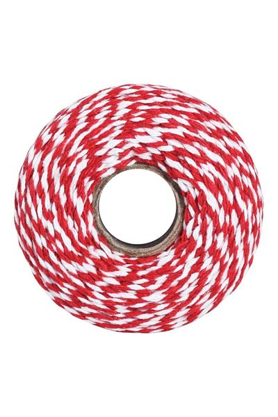 OLİ Art 200 Meters Red White - 2mm Cotton Martentica Rope, Double Color Packaging