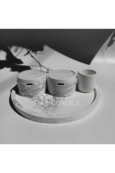 Ture Concept موزع ملح وفلفل منقوش بالرخام - طقم توابل