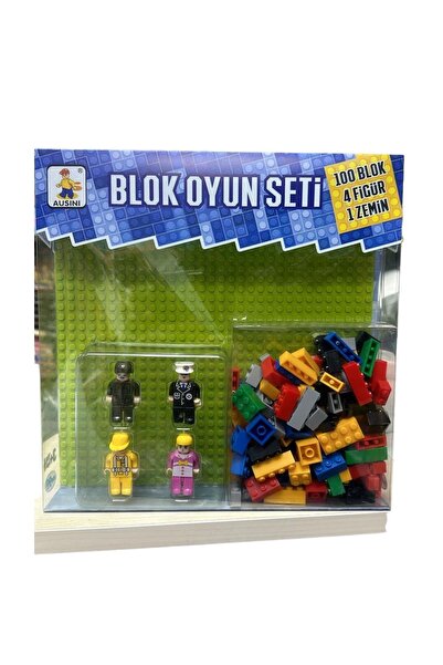 RAMO'S STORE AUSİNİ 100 parça blok 1 adet zemin 4 adet figür klasik Yapı Oyuncaklara uyumlu 105 parça Yapı Oyuncak
