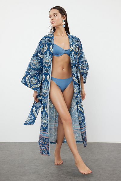 Trendyol Collection Ethnic Patterned Maxi Woven 100% Cotton Kimono & Kaftan TBESS24KM00022