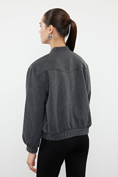 Trendyol Collection Antracitová bunda Bomber Jacket - TWOAW25MO00070