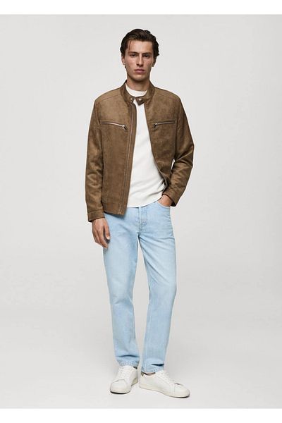 MANGO Man Παλτό με φερμουάρ Suede Look