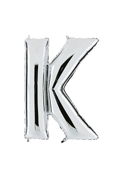 HBK Partidolu K Letter Foil Balloon 100 Cm Silver