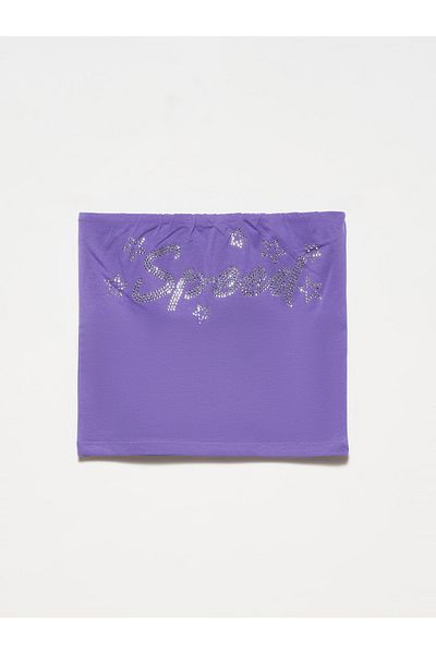 Dilvin 20668 Crop Top cu imprimeu Stone-Violet
