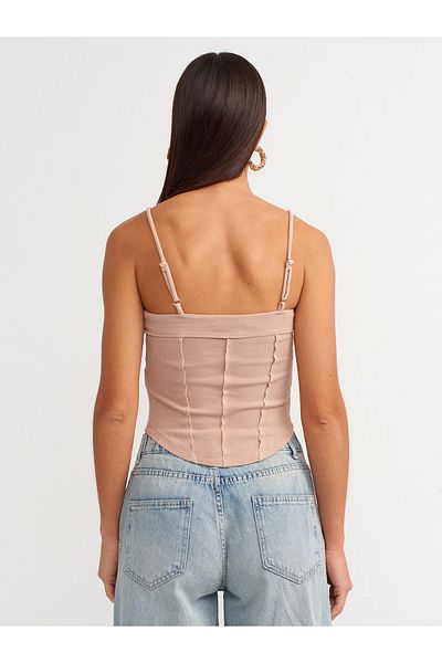 Dilvin 20794 Crop Top Bej - Cu bretele