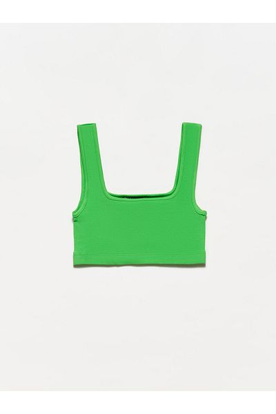 Dilvin 20167 Crop Top-ανοιχτό πράσινο