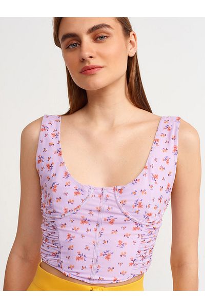 Dilvin 20130 Corset Look Top-liliac