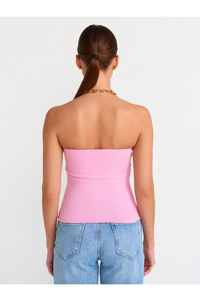 Dilvin 20659 Strapless Blouse-light Pink