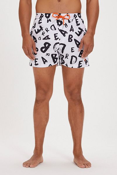 Bad Bear Bling White Printed Men's Swim Shorts