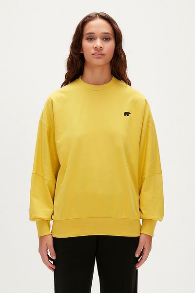 Bad Bear قميص من النوع الثقيل Phoebe Crewneck عصير التفاح الأصفر للمرأة