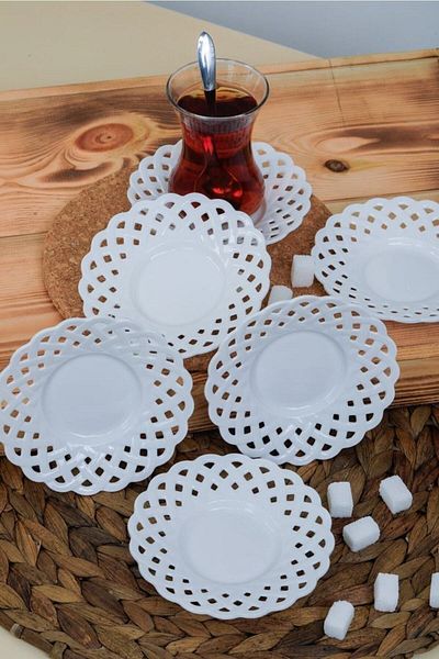 Kapsam Timex Plastic Tea Plate Porcelain Look Plastic Honeysuckle Set of 6 Crystal Pink Black White